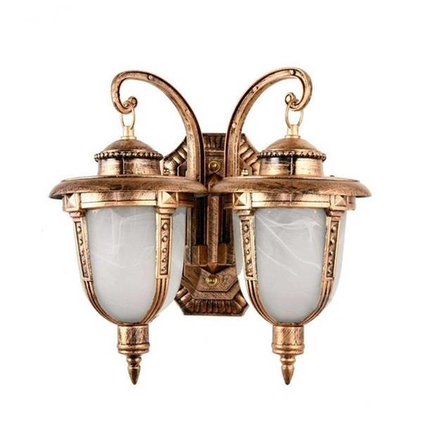 Retro bronz kétfejű külső fali lámpa, vízálló fali lámpa, veranda lámpa, szabadtéri asztali lámpa