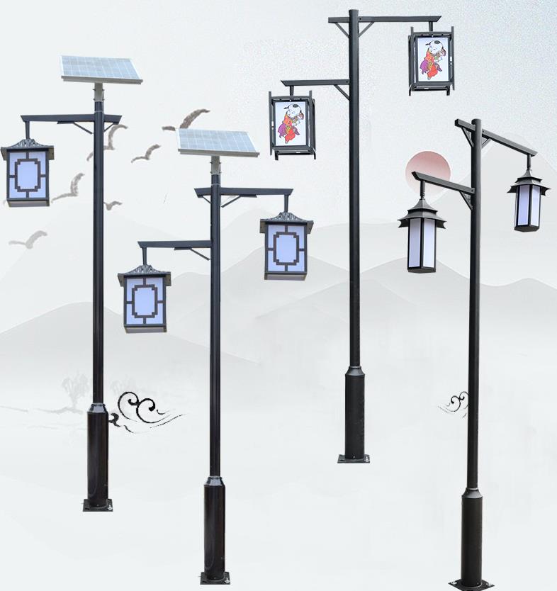 Kínai retro kültéri lámpa, napelemlámpa, antik kerti lámpa