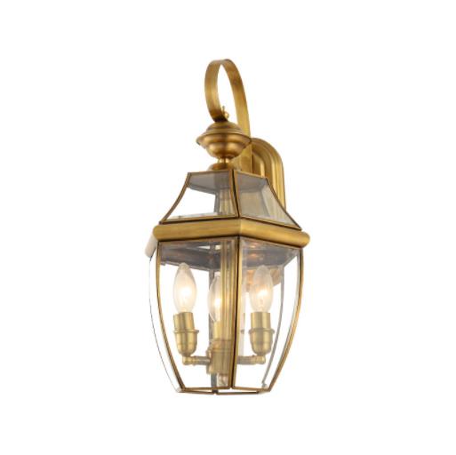 Az Outdoor polírozott réz, a Brass Wall Lantern befejezését tiszta Bevált Üveggel