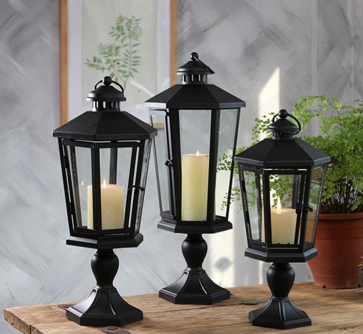 Home dekoráció Pedestal Lantern dekoratív Gyertya Lámpások használata